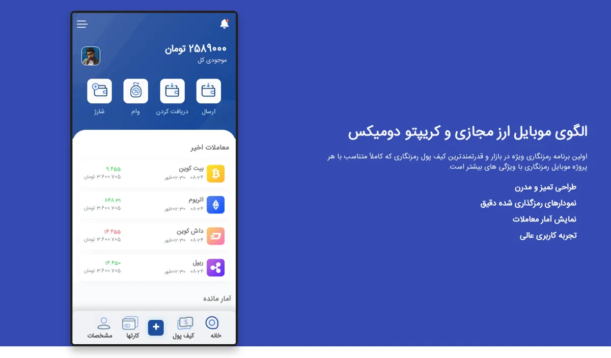 نمای صفحه‌ی اصلی دموی domex